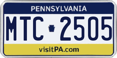 PA license plate MTC2505