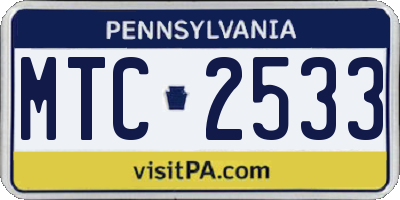 PA license plate MTC2533