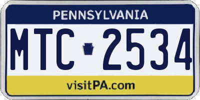PA license plate MTC2534