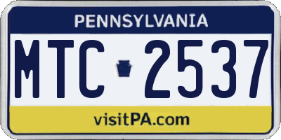PA license plate MTC2537