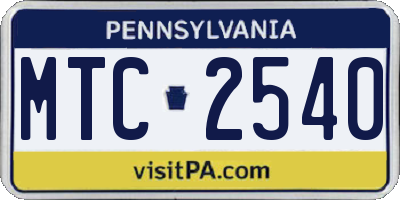 PA license plate MTC2540