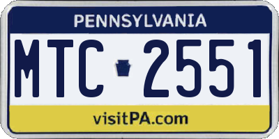 PA license plate MTC2551