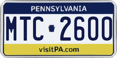 PA license plate MTC2600