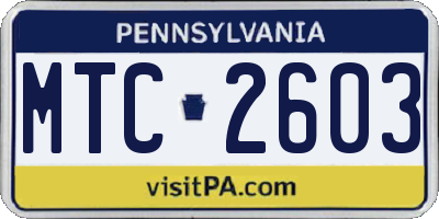 PA license plate MTC2603