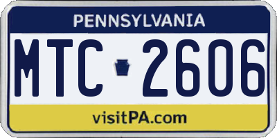 PA license plate MTC2606