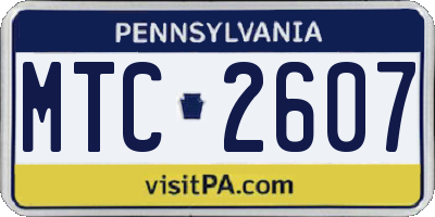 PA license plate MTC2607