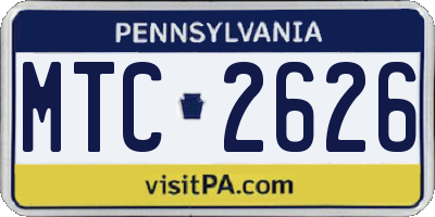 PA license plate MTC2626