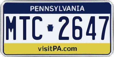 PA license plate MTC2647
