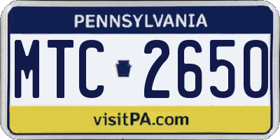 PA license plate MTC2650
