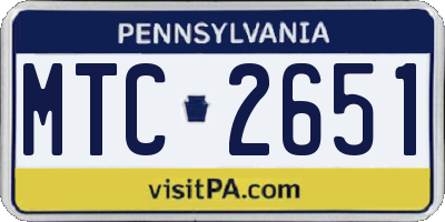 PA license plate MTC2651