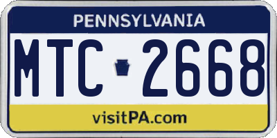 PA license plate MTC2668