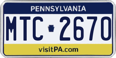 PA license plate MTC2670