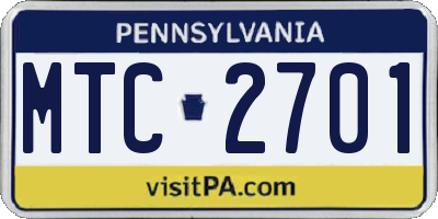 PA license plate MTC2701