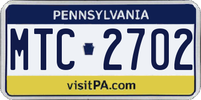 PA license plate MTC2702