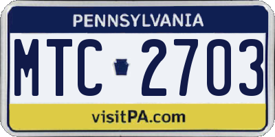 PA license plate MTC2703