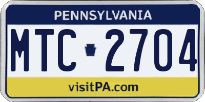PA license plate MTC2704