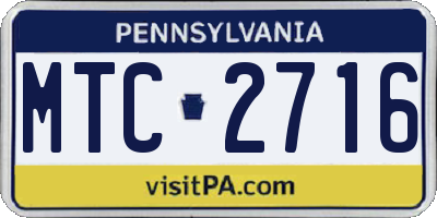 PA license plate MTC2716