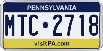 PA license plate MTC2718