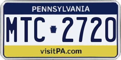 PA license plate MTC2720
