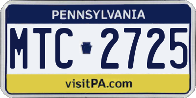 PA license plate MTC2725