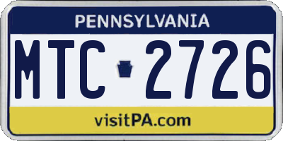 PA license plate MTC2726
