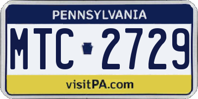 PA license plate MTC2729