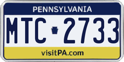 PA license plate MTC2733