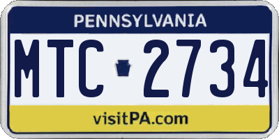 PA license plate MTC2734
