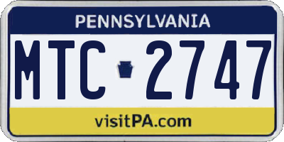 PA license plate MTC2747