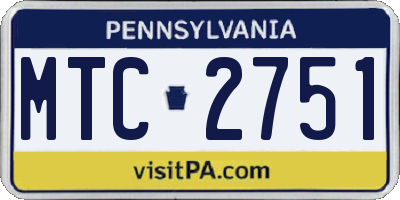PA license plate MTC2751