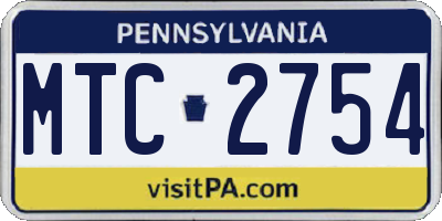 PA license plate MTC2754