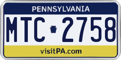 PA license plate MTC2758