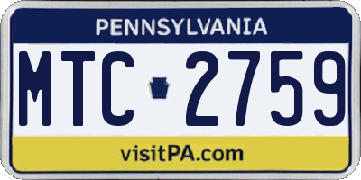 PA license plate MTC2759