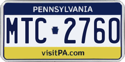 PA license plate MTC2760