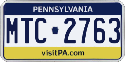 PA license plate MTC2763