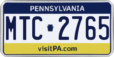 PA license plate MTC2765