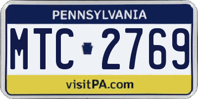 PA license plate MTC2769