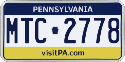 PA license plate MTC2778
