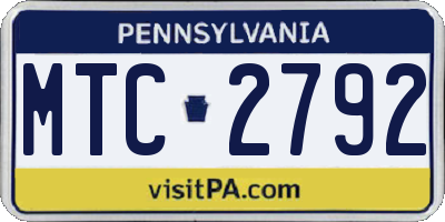 PA license plate MTC2792