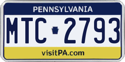 PA license plate MTC2793