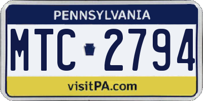 PA license plate MTC2794