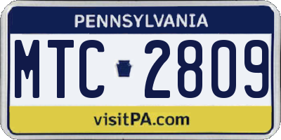 PA license plate MTC2809
