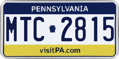 PA license plate MTC2815