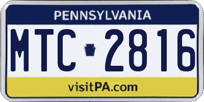 PA license plate MTC2816