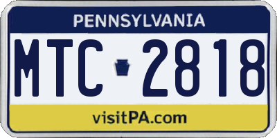 PA license plate MTC2818