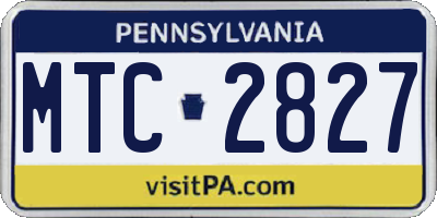 PA license plate MTC2827