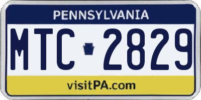 PA license plate MTC2829