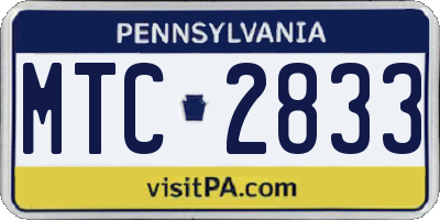 PA license plate MTC2833