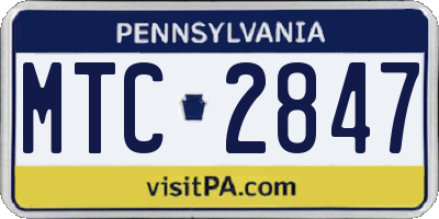 PA license plate MTC2847