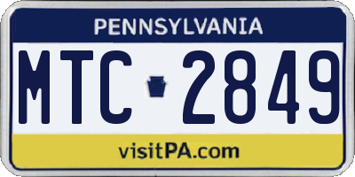 PA license plate MTC2849